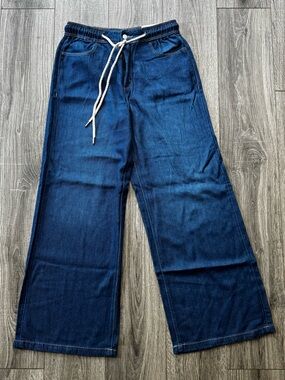 LOFT Palazzo Drawstring Denim Pants